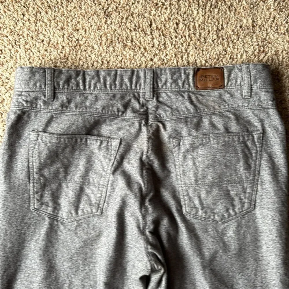 Peter Millar Men’s Gray Soft Brushed Flannel 5 Pocket Pants 35